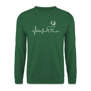 Herzschlag Hirsch EKG Rothirsch Geweih Jäger Jagd - Unisex Pullover - Grün - Vorne