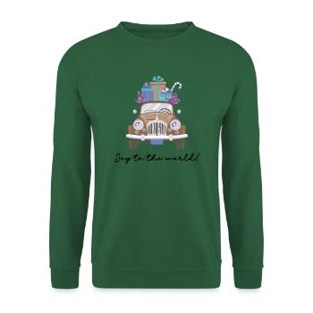 Joie pour le monde | Noël | Voiture de Noël - Sweat-shirt Unisexe - vert foncé - Devant