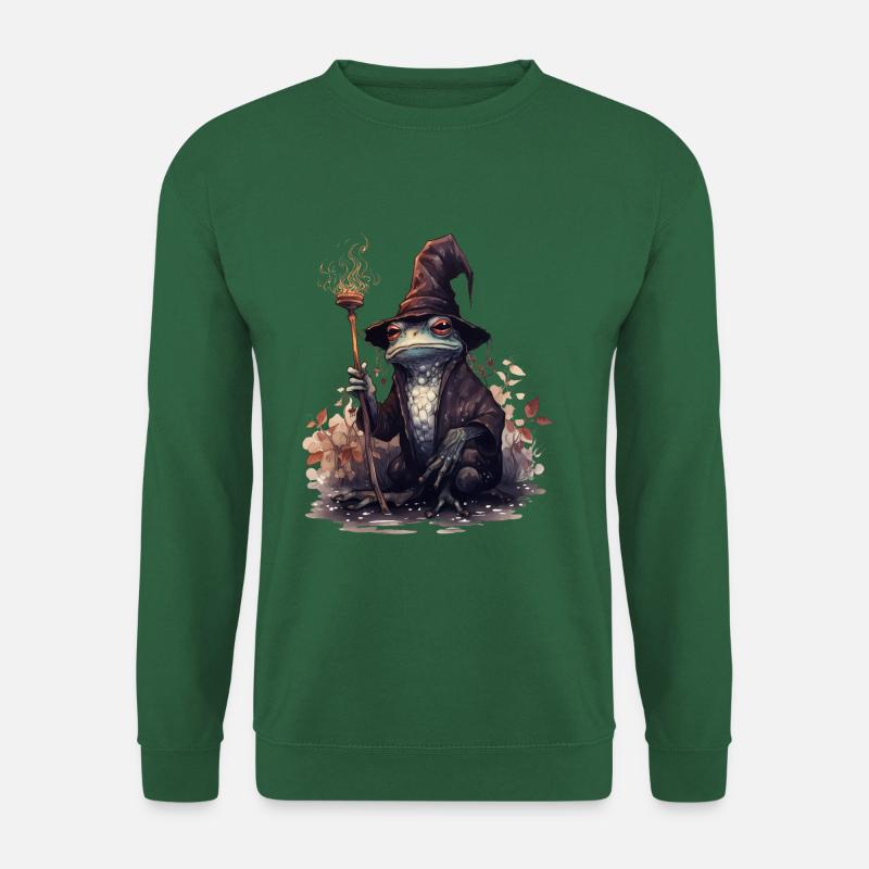 Magischer Frosch mit Zauberhut und Zauberstab - Unisex Pullover - Grün