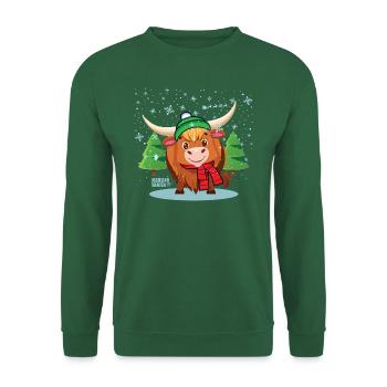 Vache de Noël des Highlands - Sweat-shirt Unisexe - vert foncé - Devant