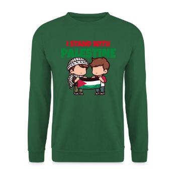 I stand with Palestine. Friends with flag Keffiyeh - Sweat-shirt Unisexe - vert foncé - Devant
