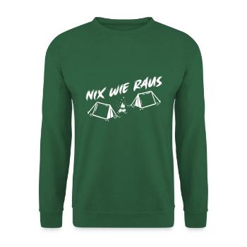 Nix wie raus Zelten Wandern Trekking Bergsteigen - Unisex Pullover - Grün - Vorne
