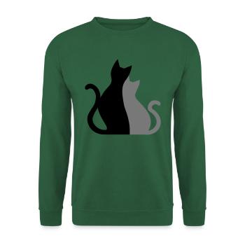 Katzenpaar Cat couple Geschenkidee Katzen - Unisex Pullover - Grün - Vorne