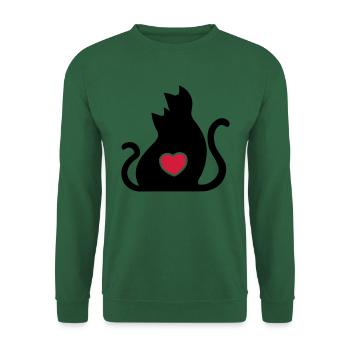 Katzen Liebe Verliebte / Cats in love / - Unisex Pullover - Grün - Vorne