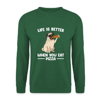 La vie est meilleure quand vous mangez de la pizza - Sweat-shirt Unisexe - vert foncé - Devant
