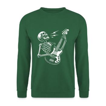 Crâne squelette avec guitare basse - Sweat-shirt Unisexe - vert foncé - Devant