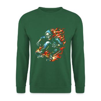 Skull skeleton on skateboard - Unisex Sweatshirt - green - Front