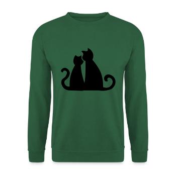 Katzenpaar / cat couple / Couple de chats / Katzen - Unisex Pullover - Grün - Vorne