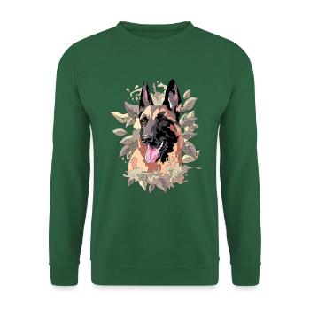 malinois dans feuilles - Sweat-shirt Unisexe - vert foncé - Devant