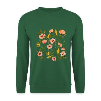 Floral Design, Sommergartenblumen, Aquarell - Unisex Pullover - Grün - Vorne
