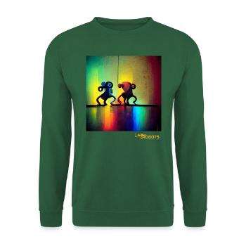 Deux robots arc-en-ciel dansants - Sweat-shirt Unisexe - vert foncé - Devant