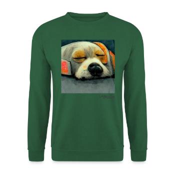 Robot chien paresseux endormi - Sweat-shirt Unisexe - vert foncé - Devant