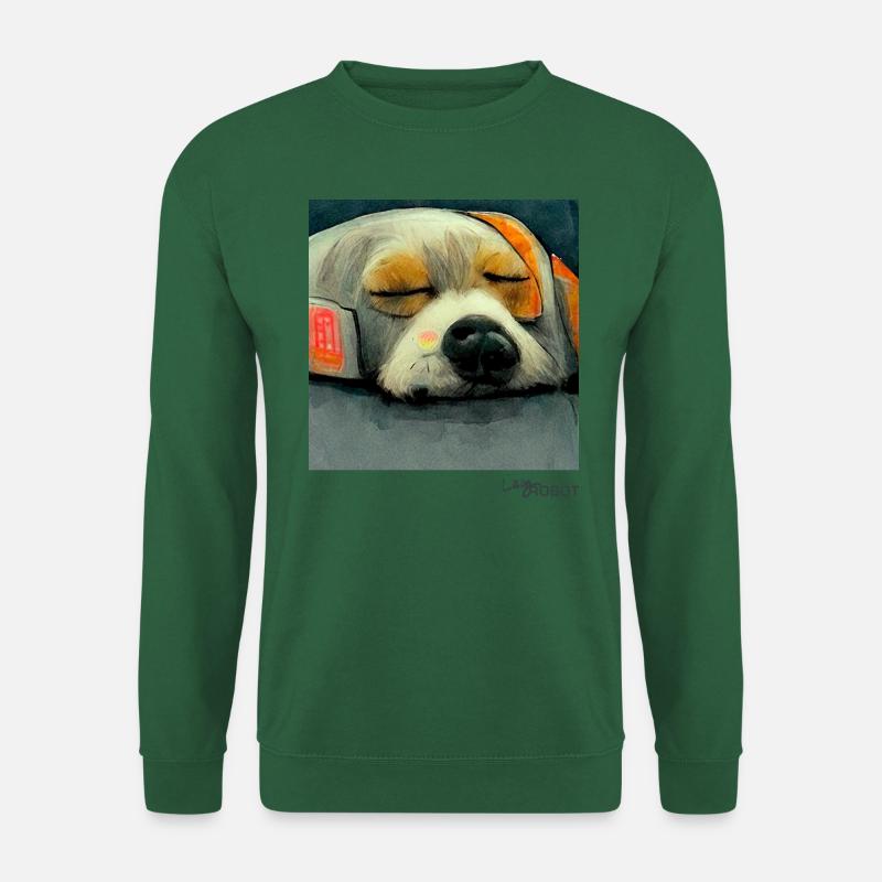 Lazy dog robot sleeping - Unisex Sweatshirt - green