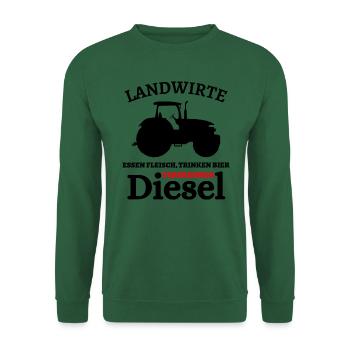 Landwirte- Essen Fleisch Trinken Bier ... - Unisex Pullover - Grün - Vorne