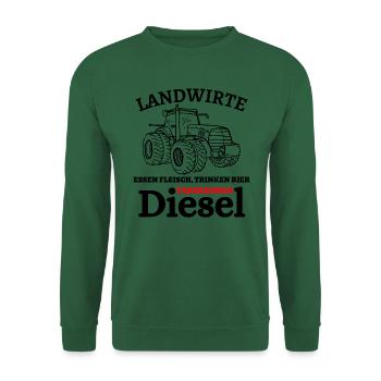Landwirte- Essen Fleisch Trinken Bier ... - Unisex Pullover - Grün - Vorne