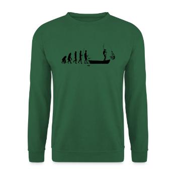 évolution pêche poissons carnassier en barque - Sweat-shirt Unisexe - vert foncé - Devant