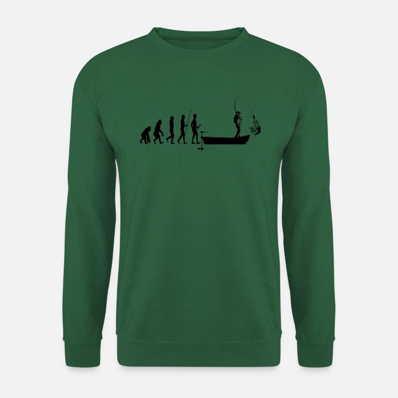 Evolution Fleischfressende Fische in Booten fischen - Unisex Pullover - Grün