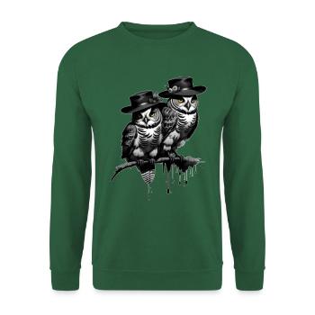 Eulen mit Hut - Unisex Pullover - Grün - Vorne