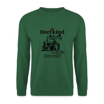 Dorfkind und stolz darauf- Spruch mit Traktor - Unisex Pullover - Grün - Vorne