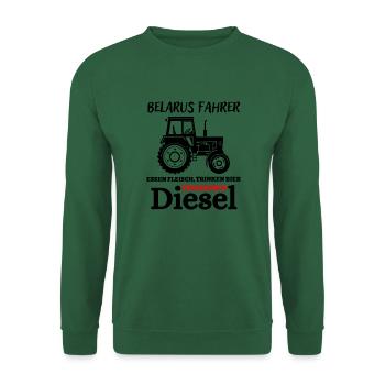MTS-Belarus Fahrer trinken Bier verbrennen Diesel - Unisex Pullover - Grün - Vorne