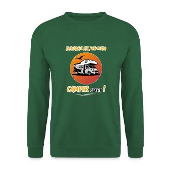 Zuhause Ist Wo Mein Camper steht-Kastenwagen-WoMo - Unisex Pullover - Grün - Vorne