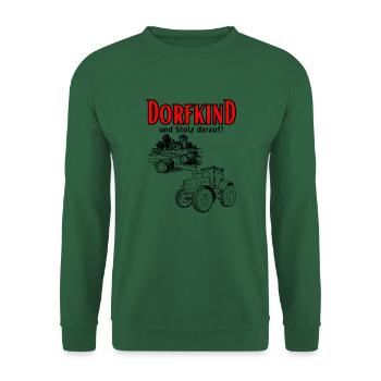 Dorfkind und stolz darauf- Spruch mit Traktor - Unisex Pullover - Grün - Vorne