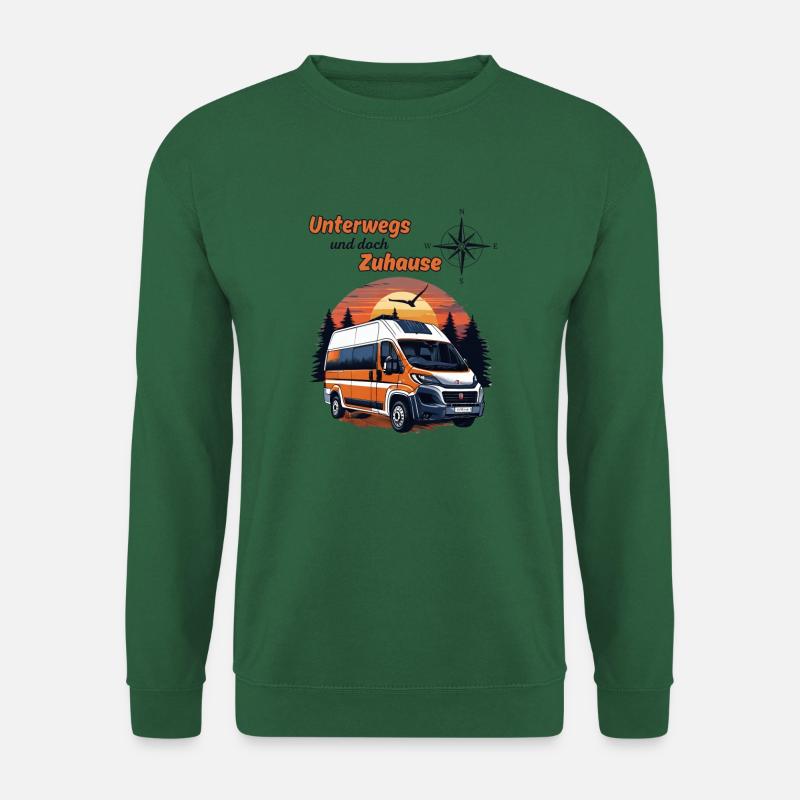 Camping Kastenwagen Wohnmobil Spruch-Unterwegs ... - Unisex Pullover - Grün