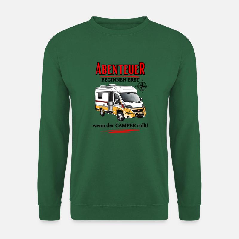 Camper-Abenteuer beginnen erst wenn der Camper ... - Unisex Pullover - Grün