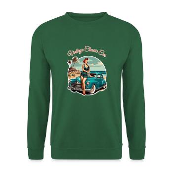 Vintage Classic Car Retro Pin Up Girl - Unisex Sweatshirt - green - Front