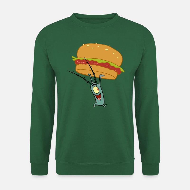 Spongebob Schwammkopf Plankton Mit Hamburger - Unisex Pullover - Grün