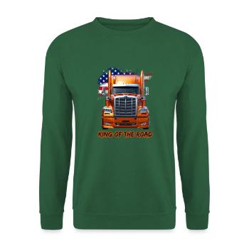 US LKW Amerika mit Flagge -King of the road - Unisex Pullover - Grün - Vorne