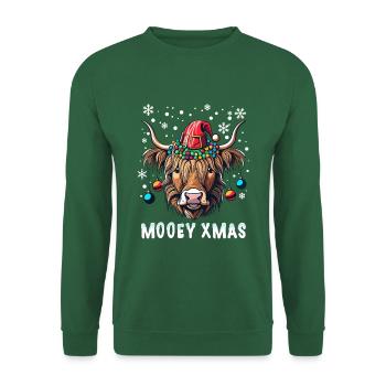 Bovins Highlands écossais Noël vache neige - Sweat-shirt Unisexe - vert foncé - Devant