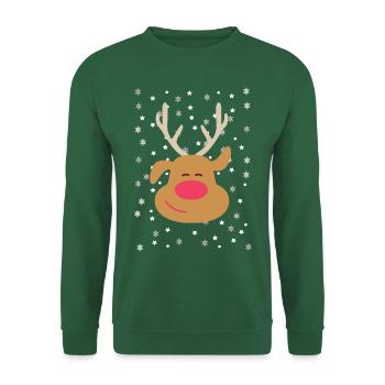 Weihnachten Rudolf Christmas Rudolph red nose xmas - Unisex Pullover - Grün - Vorne