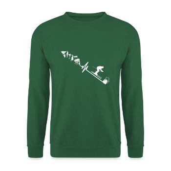 Skifahrer Bier Herzschlag Puls Berg EKG - Unisex Pullover - Grün - Vorne