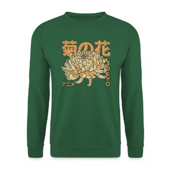 Japanische Chrysantheme Blume in Soft Grunge Anime - Unisex Pullover - Grün - Vorne