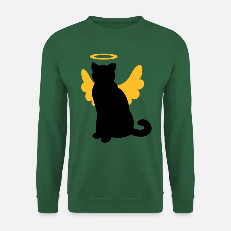 Katze mit Engelsflügel und Heiligenschein - Unisex Pullover - Grün