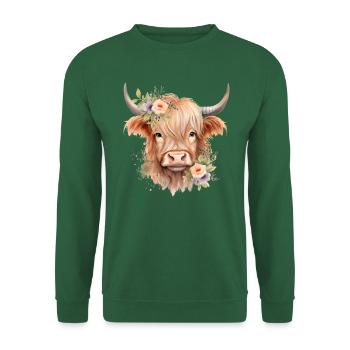 Cadeau personnalisé de vache écossaise Highland pour les filles - Sweat-shirt Unisexe - vert foncé - Devant