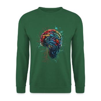 Cerveau trippy surréaliste coloré, champignons arboricoles - Sweat-shirt Unisexe - vert foncé - Devant