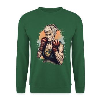 Mamie boxeuse cool avec des gants de boxe - Sweat-shirt Unisexe - vert foncé - Devant