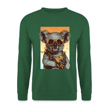 Cooler Koala mit Sonnenbrille und Hawaiihemd - Unisex Pullover - Grün - Vorne