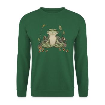 COTTAGECORE MÉDITANT ZEN YOGA GRENOUILLE - Sweat-shirt Unisexe - vert foncé - Devant