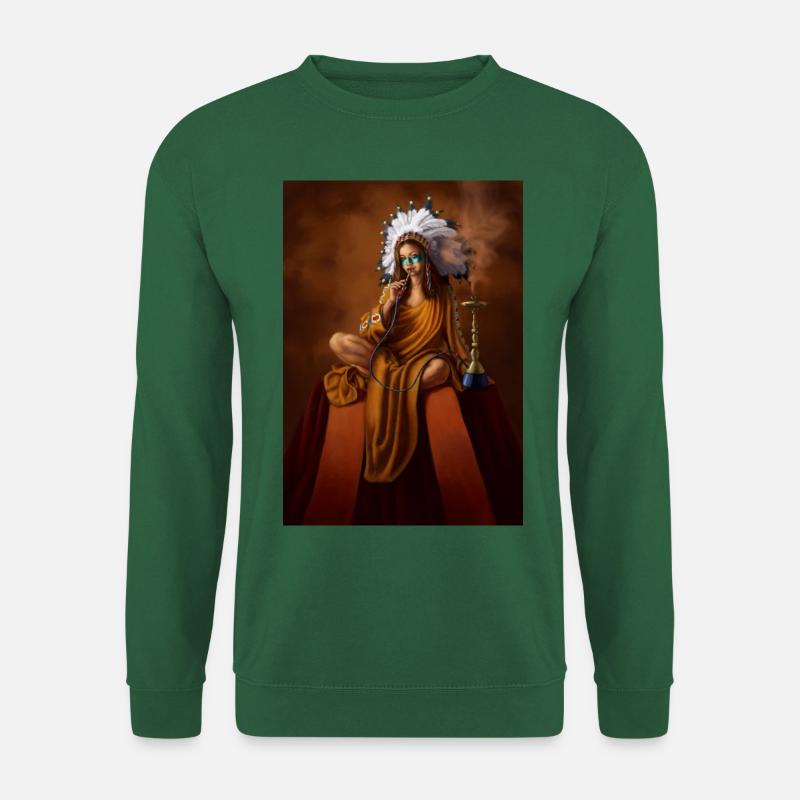 Weiblicher indischer Schamane mit Kopfschmuck - Unisex Pullover - Grün