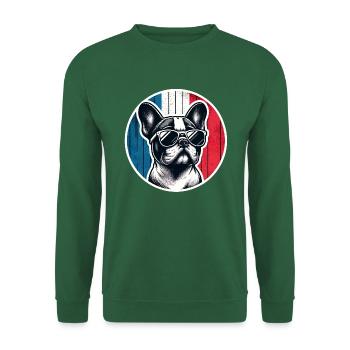 Bouledogue français Frenchie avec lunettes de soleil - Sweat-shirt Unisexe - vert foncé - Devant