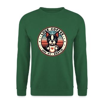 Kaffee und mein Bostie Boston Terrier - Unisex Pullover - Grün - Vorne