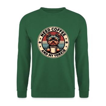 Kaffee und Yorkie Yorkshire Terrier - Unisex Pullover - Grün - Vorne