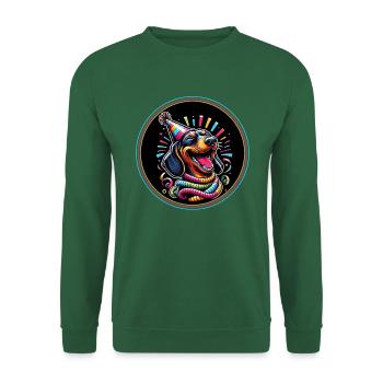 Frohes Neues Jahr lustiger Dackel feiert Silvester - Unisex Pullover - Grün - Vorne