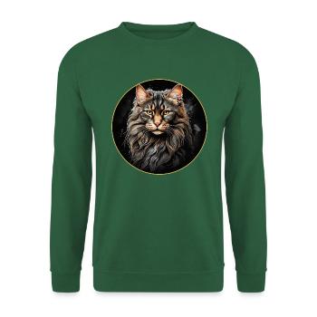 Maine Coon cat portrait in watercolor technique - Unisex Sweatshirt - green - Front