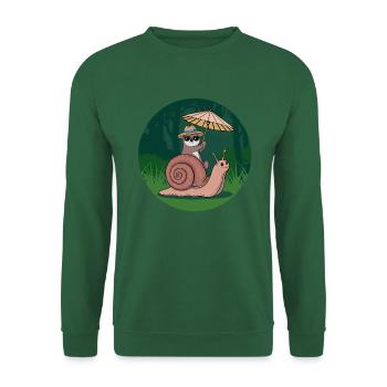 Drôle de loutre avec parasol assis sur l’escargot - Sweat-shirt Unisexe - vert foncé - Devant