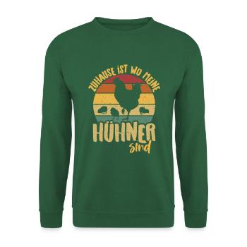 Zuhause ist wo meine Hühner sind - Hühnerstall - Unisex Pullover - Grün - Vorne