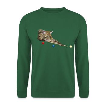 POOL AND SNOOKER CAT, 8 BALL, 9 BALL - CAT PLAYING - Unisex Sweatshirt - green - Front